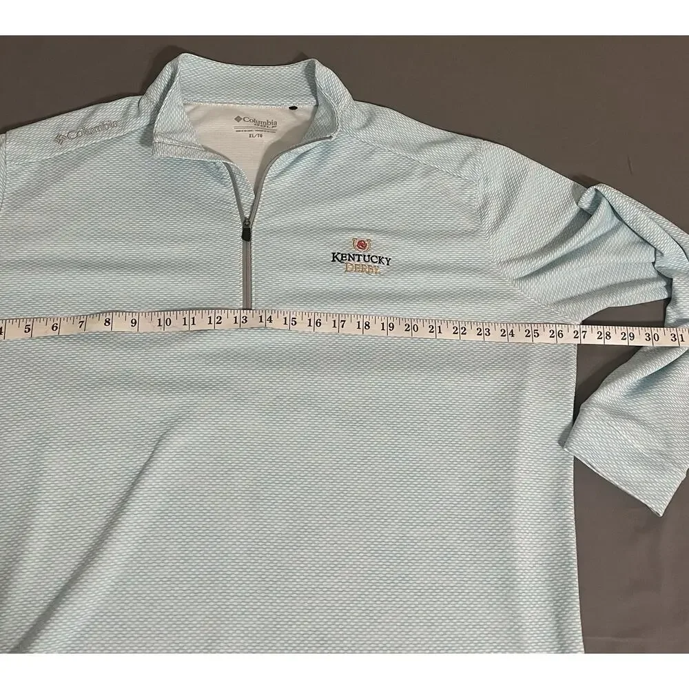 Columbia Men’s 1/4 Zip Pullover XL Light Blue Kentucky Derby Excellent
